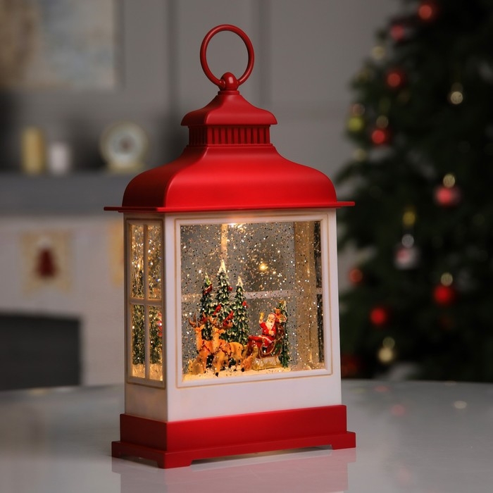 Светодиодная фигура «Фонарь с упряжкой» 16.5 × 26.5 × 7.8 см, пластик, батарейки ААх3 (не в комплекте), USB, свечение тёплое белое Светодиодная фигура «Фонарь с упряжкой» 16.5 × 26.5 × 7.8 см, пластик, батарейки ААх3 (не в комплекте), USB, свечение тёплое белое