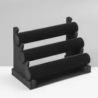 Подставка для часов, браслетов QF, флок, 3 ролика, 31&times;17.5&times;23 см, d=5 см, чёрная