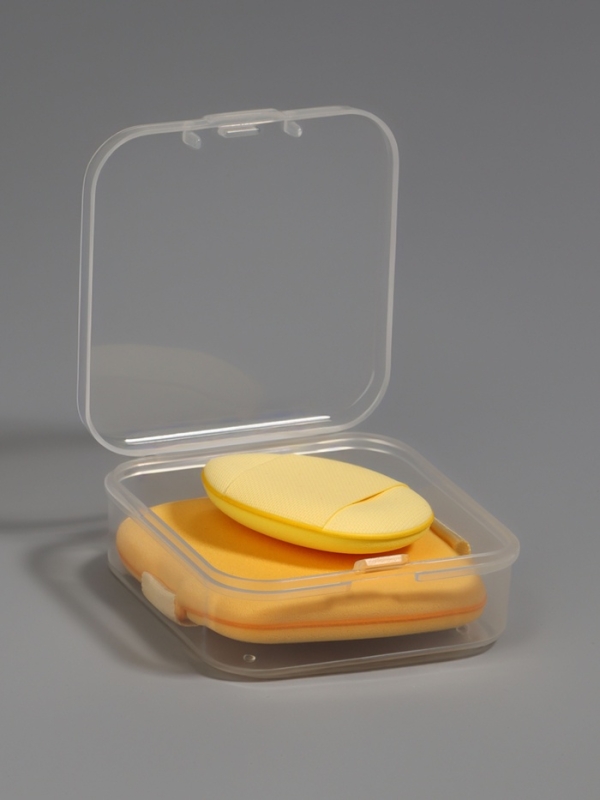 Набор спонжей д/макияжа 2 шт: капля, пуховка в пласт футляр латекс желтый пакет QF Набор спонжей д/макияжа 2 шт: капля, пуховка в пласт футляр латекс желтый пакет QF