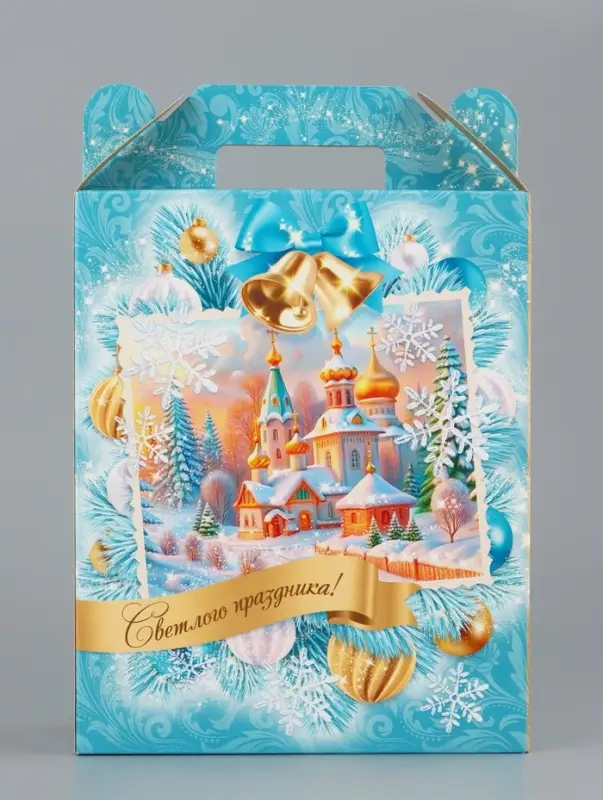Подарочная коробка новогодняя Светлый праздник 17 х 7 х 25,5 см