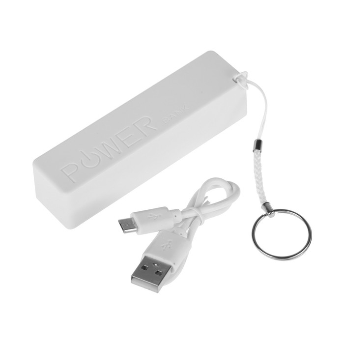 Внешний аккумулятор Luazon модель PB-03, 2200 мАч, USB, 1 А, крепление кольцо, белый Внешний аккумулятор Luazon модель PB-03, 2200 мАч, USB, 1 А, крепление кольцо, белый