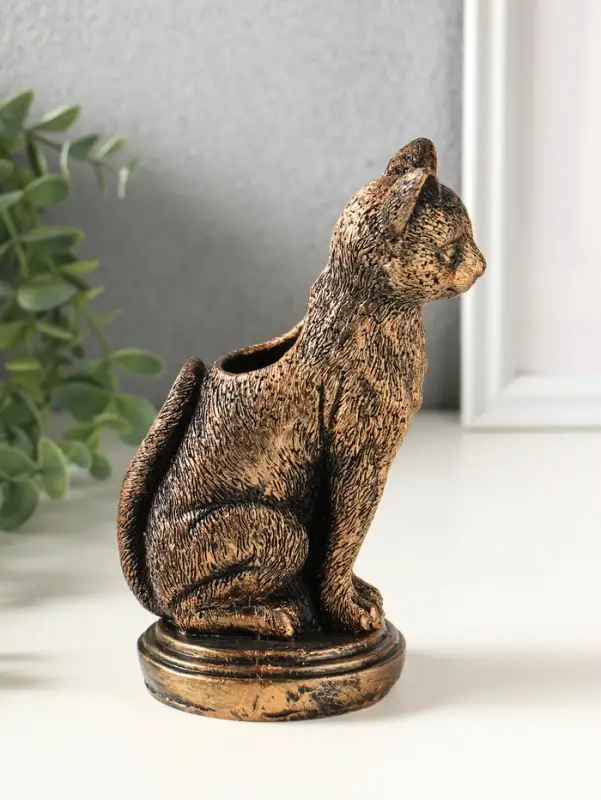 Подсвечник на 1 свечу &laquo;Кошка&raquo;, 17&times;10&times;8 см, под бронзу