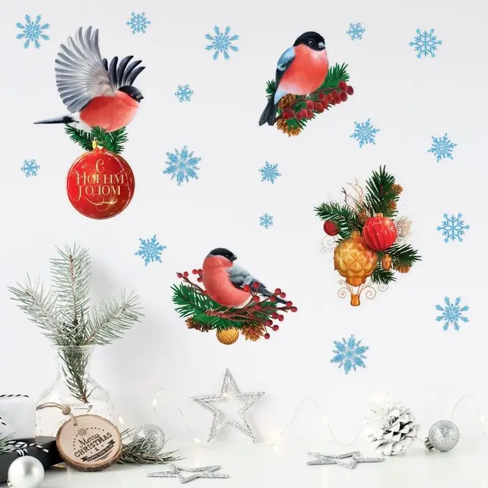 Наклейка интерьерная «Волшебные снегири», 21 х 29,7 см Наклейка интерьерная «Волшебные снегири», 21 х 29,7 см