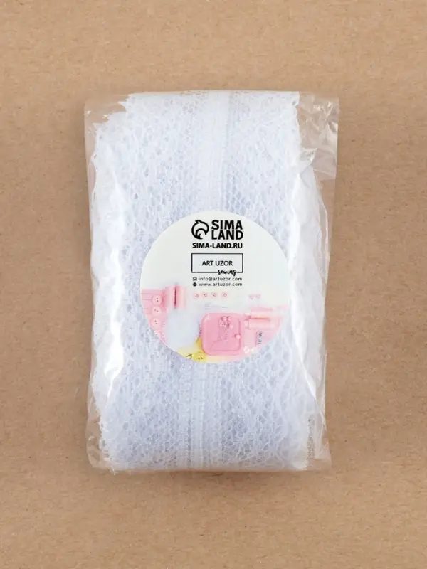 Кружево капроновое, 35 мм &times; 10&plusmn;1 м, белое