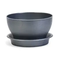 Горшок для цветов с поддоном 0,8 л d14 см h8 см "Фиалочка" серый Горшок для цветов с поддоном 0,8 л d14 см h8 см "Фиалочка" серый