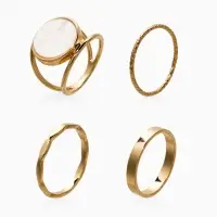 Набор колец 3 шт "Новый стиль" линии, размер МИКС, цвет белый в золоте