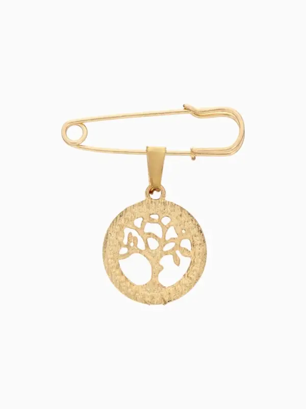 Булавка-оберег с подвеской &laquo;Дерево жизни&raquo;, 3.5 см, белая в золоте