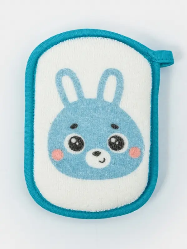 Мочалка детская для купания Доляна &laquo;Зайчик&raquo;, 12&times;8 см, голубая