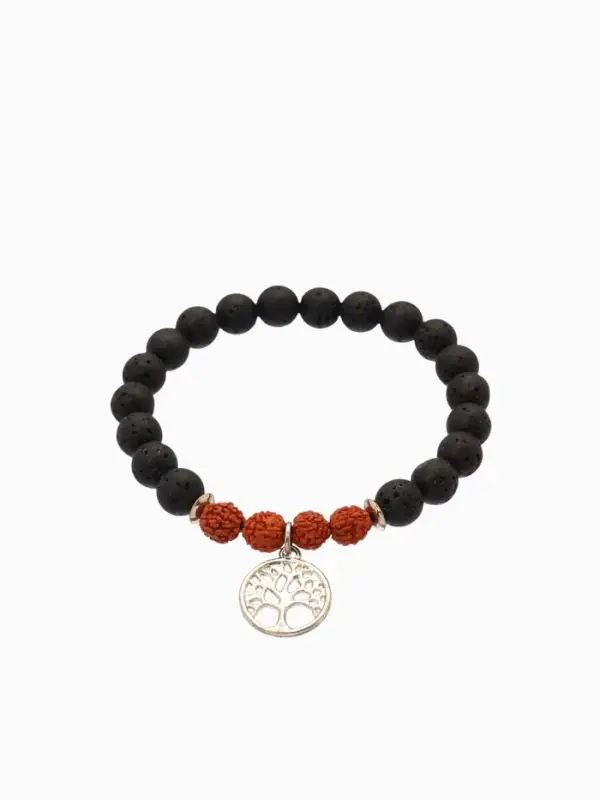 Браслет Браслет "Древо жизни" лава, рудракша, длина 18 см, цв. чёрный, коричневый