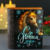 Новогодняя шкатулка-книга "Снежинки" 14х12х5 см