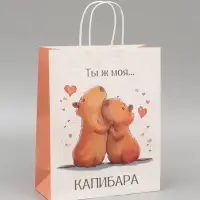 Пакет подарочный бумажный, &laquo;Моя Капибара&raquo;, 32&times;26&times;11 см
