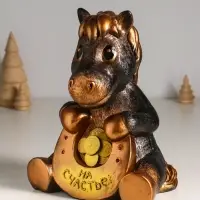 Копилка "Конь с подковой" 23 см, бронзовый