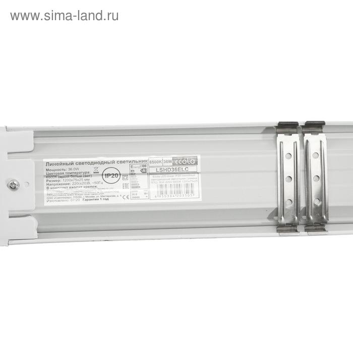 Cветильник линейный светодиодный Ecola, 36 Вт, 6500 К, 220 В, IP20, 1200х75х25 мм Cветильник линейный светодиодный Ecola, 36 Вт, 6500 К, 220 В, IP20, 1200х75х25 мм