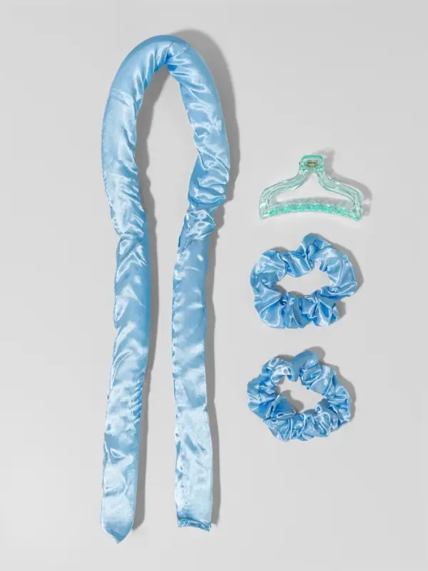 Мягкие бигуди &laquo;Волшебный локон&raquo;, 4 предмета: бигуди, резинки 2 шт., крабик, голубые