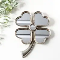 Панно настенное полистоун &laquo;Зеркальный клевер&raquo;, под серебро, 19&times;2.5&times;26 см