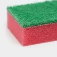 Губка для посуды с чистящим слоем Доляна «Эконом», 7.5×4.5×2.5 см, 5 шт, мини