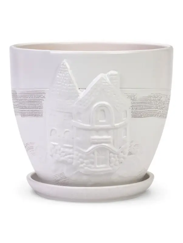 Набор горшков цветочный поддоном 4 шт 0,6 / 1,4 / 2,5 / 5 л керамика белый Галандия