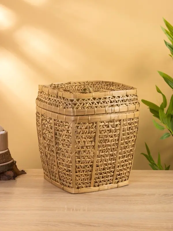 Корзина плетёная  Корзина плетёная "Баскет" бамбук 27х27х37 см, светлая