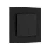 Выключатель проходной TOT Matte Glass, 10 А, 1 клавиша, скрытый монтаж, стеклянная рамка, чёрный