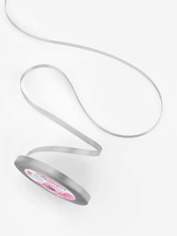 Лента атласная, 6 мм, 23&plusmn;1 м, серая №59