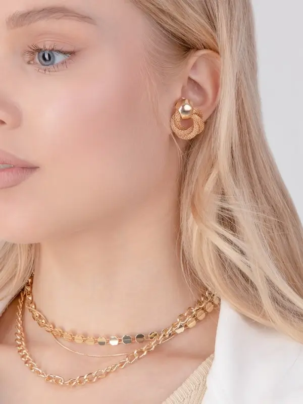 Серьги металл &laquo;Круги переплетение&raquo;, цвет золото