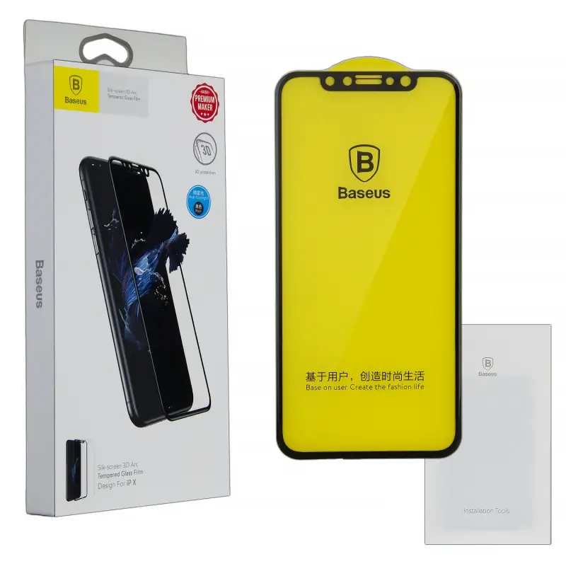 Защитное стекло для iPhone XS 3D Baseus черное Anti-Blue