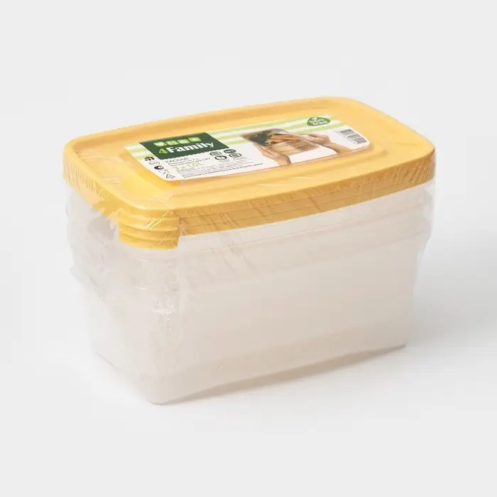 Набор контейнеров пищевых Доляна, 3 шт.: 1 л, 18.5&times;12&times;7 см, прямоугольные, прозрачные, МИКС