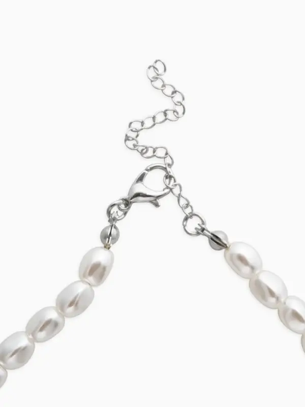 Колье жемчг "Барокко", цвет белый в серебре