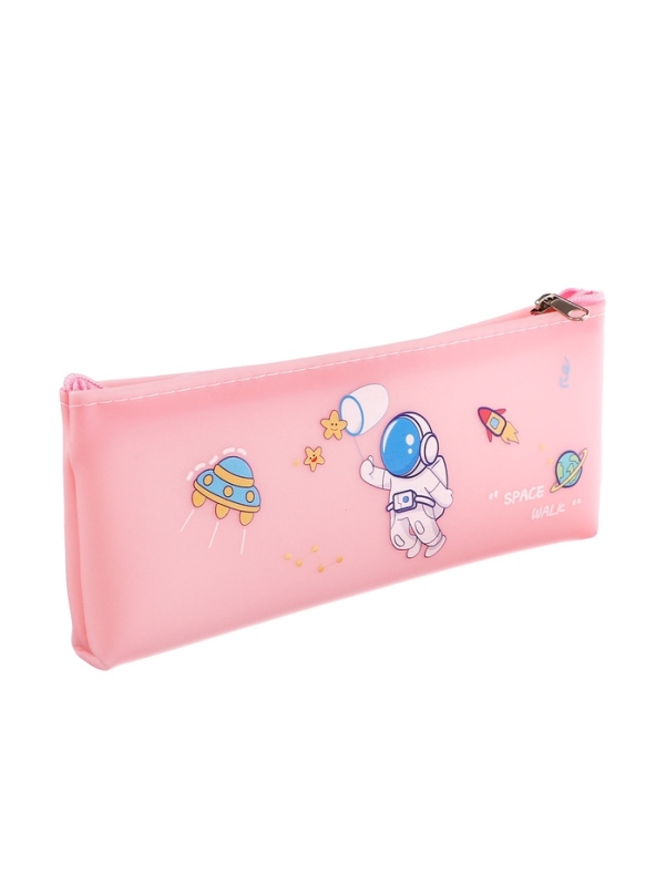 Пенал школьный на молнии  Космонавт Розовый Пенал школьный на молнии  Космонавт Розовый