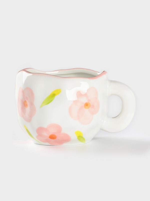 Чайная пара Доляна «Дивный сад», чашка 220 мл, блюдце d=16 см, ручная роспись, керамика, белая Чайная пара Доляна «Дивный сад», чашка 220 мл, блюдце d=16 см, ручная роспись, керамика, белая