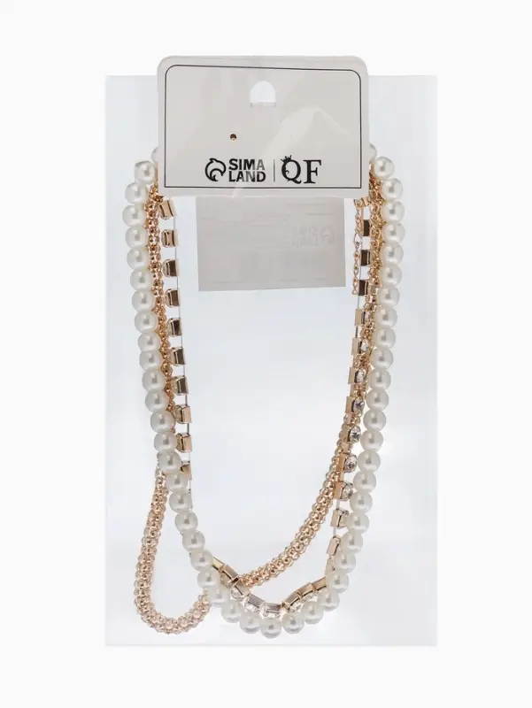 Чокеры &laquo;Стиль&raquo;, набор 3 шт. бусины №8, со стразами, тянется, 35 + удлинитель 5 см, белый в золоте