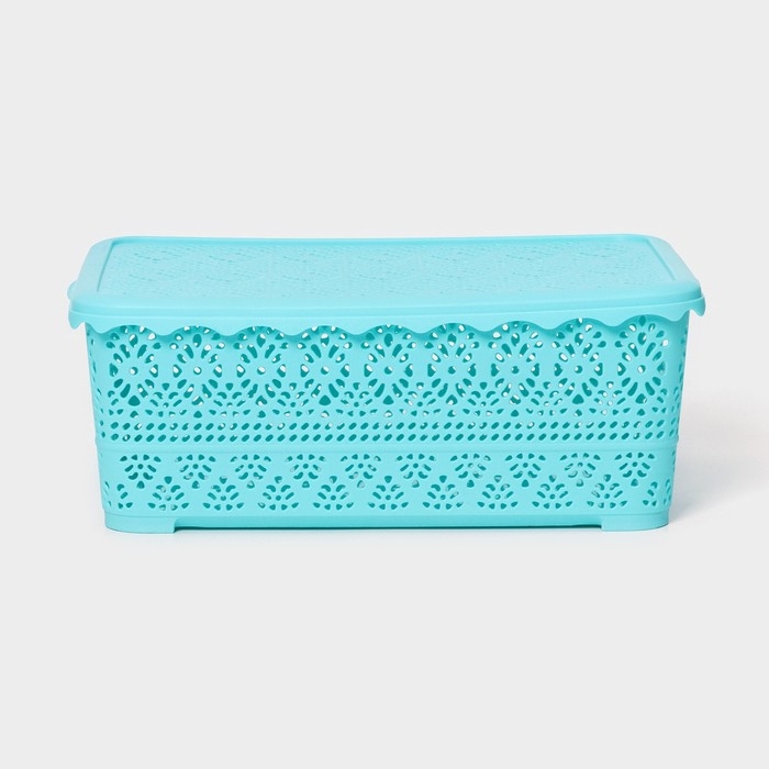 Контейнер для хранения с крышкой «Ажур», пластик, 35×27×12 см, цвет МИКС Контейнер для хранения с крышкой «Ажур», пластик, 35×27×12 см, цвет МИКС