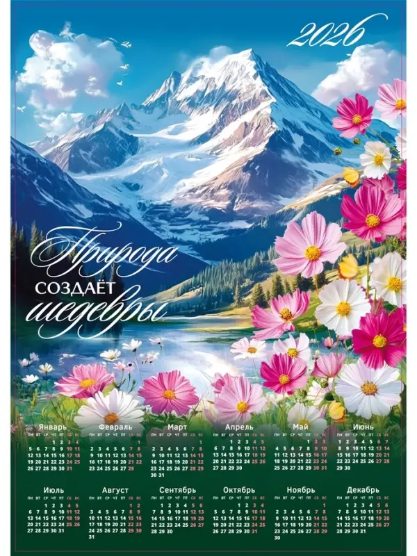 Календарь 2026 «Природа лучший художник», А2 Календарь 2026 «Природа лучший художник», А2
