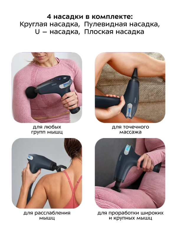 Перкуссионный массажер пистолет КТ-2997 - 30 Вт