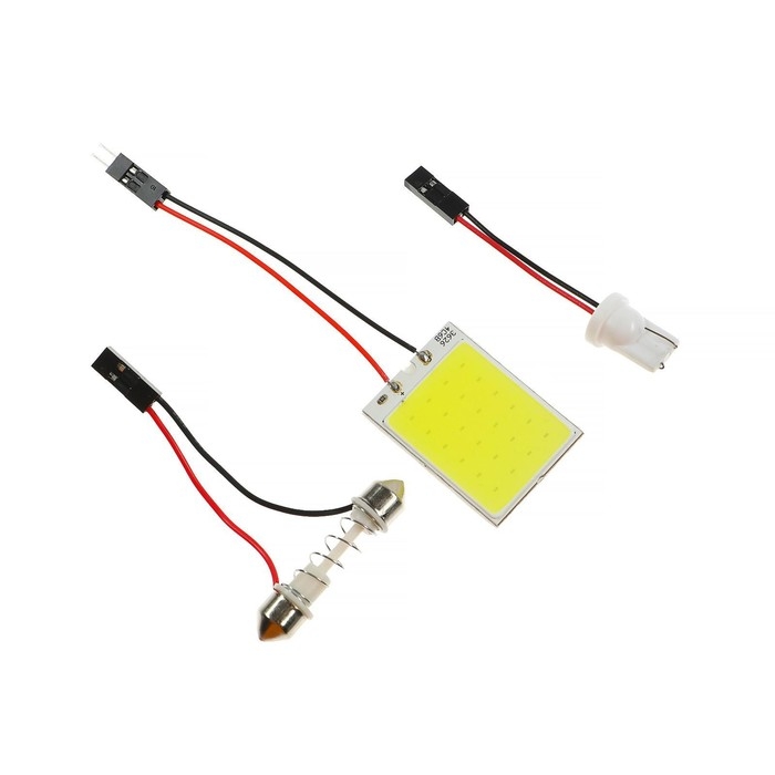 Автолампа светодиодная, 12 В, 24 SMD, два переходника, свет белый Автолампа светодиодная, 12 В, 24 SMD, два переходника, свет белый
