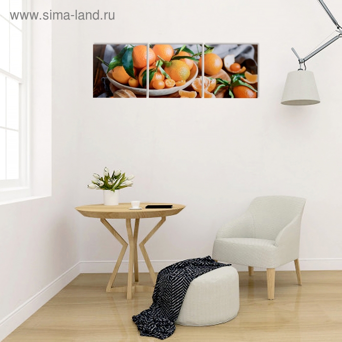 Модульная картина  Модульная картина "Мандариновое настроение" (3-35х35) 35х105 см