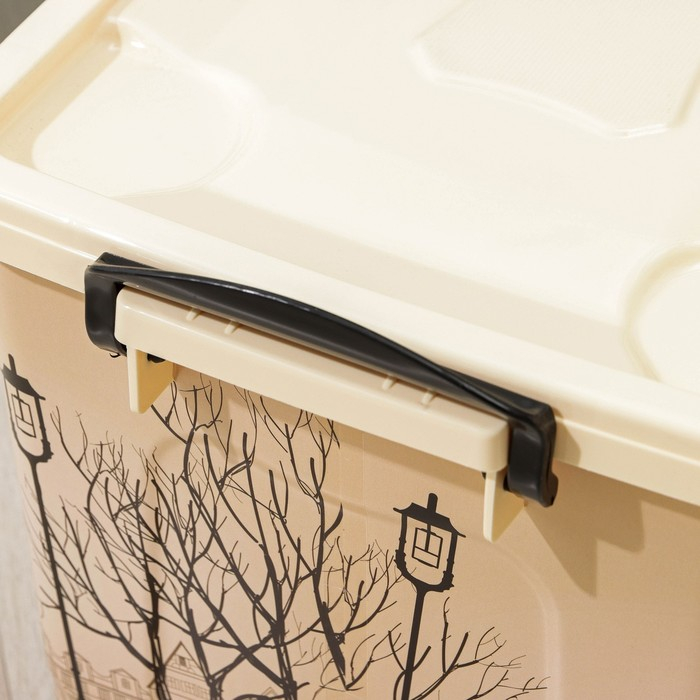 Контейнер для хранения с крышкой «Уличное кафе», 35 л, 50,5×31,5×28 см, на колёсиках, цвет слоновая кость Контейнер для хранения с крышкой «Уличное кафе», 35 л, 50,5×31,5×28 см, на колёсиках, цвет слоновая кость