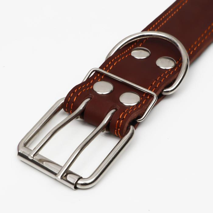 Ошейник кожаный на синтепоне, 82 х 4.5 см, ОШ 50-70 см, коричневый Ошейник кожаный на синтепоне, 82 х 4.5 см, ОШ 50-70 см, коричневый