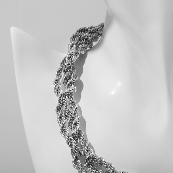Колье «Цепь» косичка, цвет глянцевое серебро, 40 см