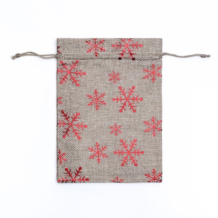 Новый год. Мешочек подарочный из холщи Новый год. Мешочек подарочный из холщи "Снежинки", 15 х 20 см
