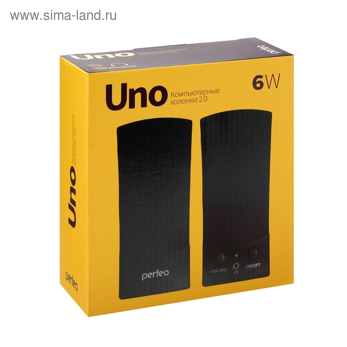Компьютерные колонки 2.0 Perfeo UNO, 2 х 1,5 Вт, USB, черные Компьютерные колонки 2.0 Perfeo UNO, 2 х 1,5 Вт, USB, черные