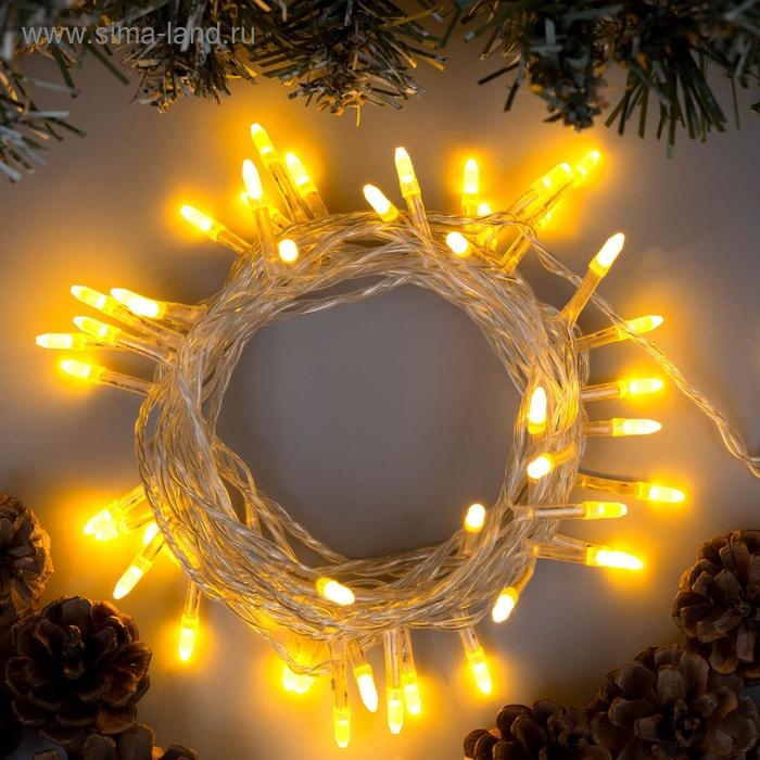 Гирлянда «Нить» 5 м с насадками «Игла», IP20, прозрачная нить, 50 LED, свечение жёлтое, 8 режимов, 220 В Гирлянда «Нить» 5 м с насадками «Игла», IP20, прозрачная нить, 50 LED, свечение жёлтое, 8 режимов, 220 В
