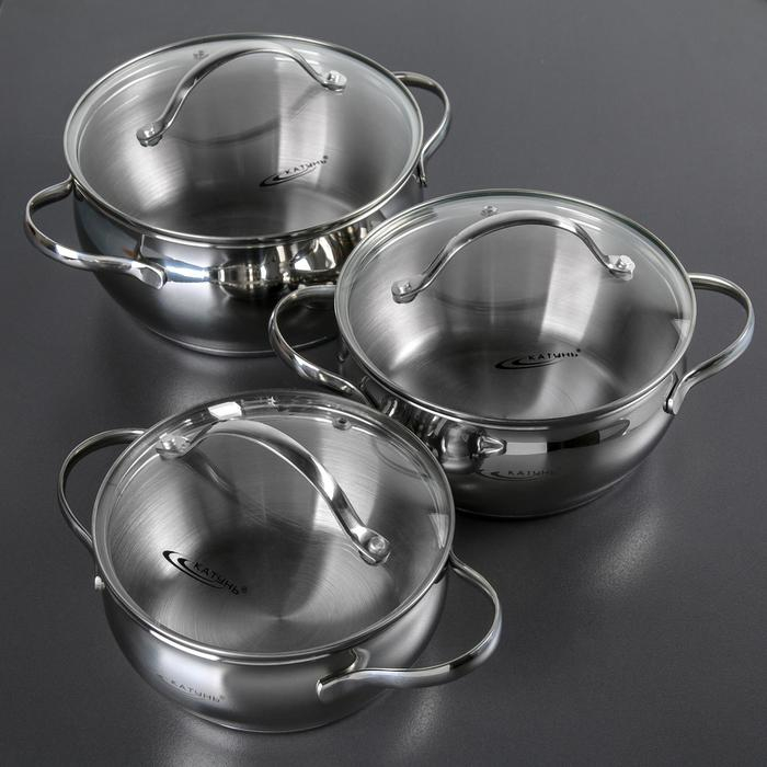 Набор кастрюль «Медея», 3 предмета: 1,6 л, 2,2 л, 3,2 л, капсульное дно, крышки, индукция Набор кастрюль «Медея», 3 предмета: 1,6 л, 2,2 л, 3,2 л, капсульное дно, крышки, индукция