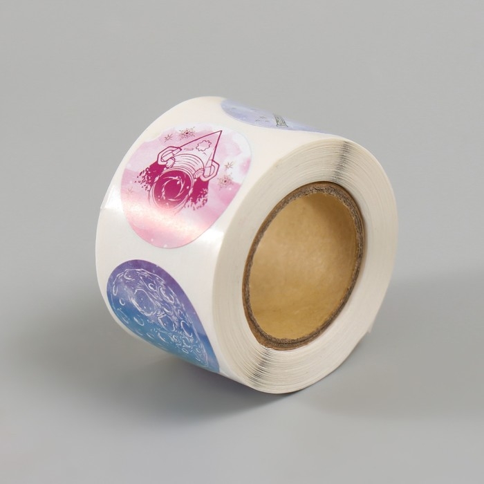 Наклейка бумага Наклейка бумага "Космос" d=2,5 см 252 шт в рулоне