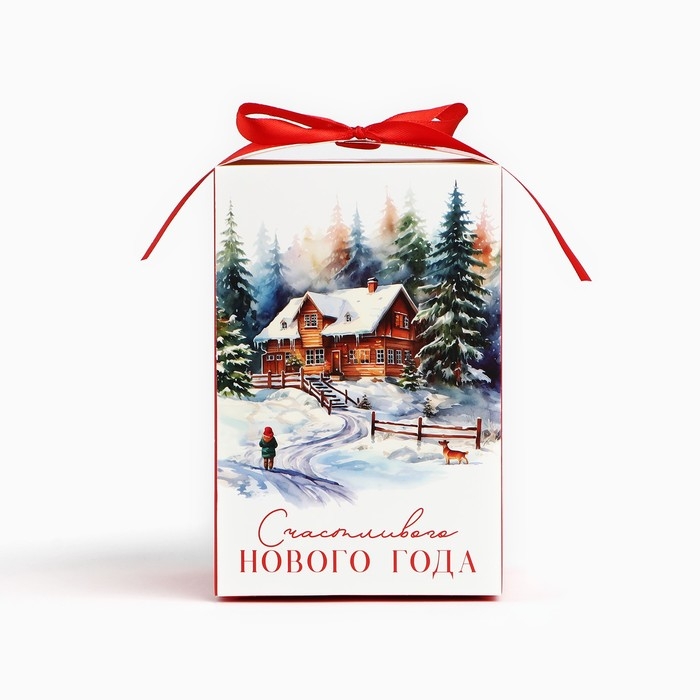 Коробка подарочная новогодняя складная «Счастливого Нового года», 12 х 18 х 12 см, Новый год Коробка подарочная новогодняя складная «Счастливого Нового года», 12 х 18 х 12 см, Новый год