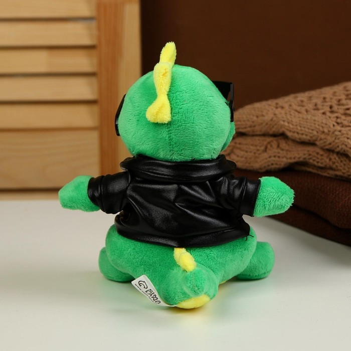 Мягкая игрушка «Дракон», в чёрной куртке и очках, 15 см, цвет зелёный Мягкая игрушка «Дракон», в чёрной куртке и очках, 15 см, цвет зелёный