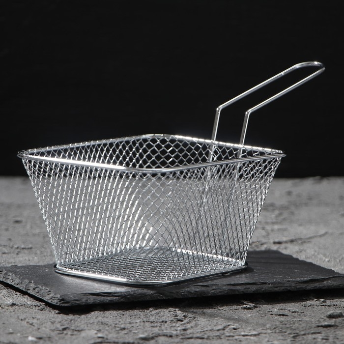 Корзинка для картофеля фри Доляна «Квадро», 23,5×11×12,5 см, мелкая сетка, цвет серебристый Корзинка для картофеля фри Доляна «Квадро», 23,5×11×12,5 см, мелкая сетка, цвет серебристый