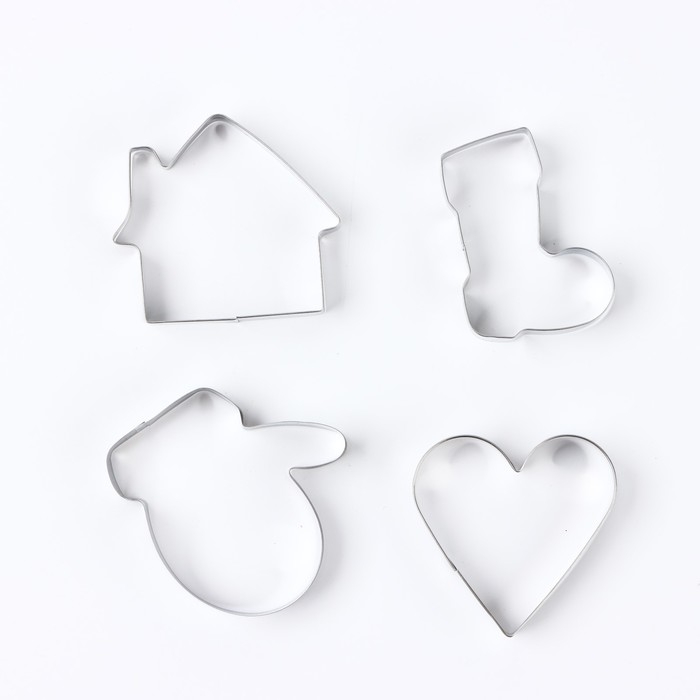 Новый год. Набор форм для печенья «Праздничные лакомства», 4 шт Новый год. Набор форм для печенья «Праздничные лакомства», 4 шт