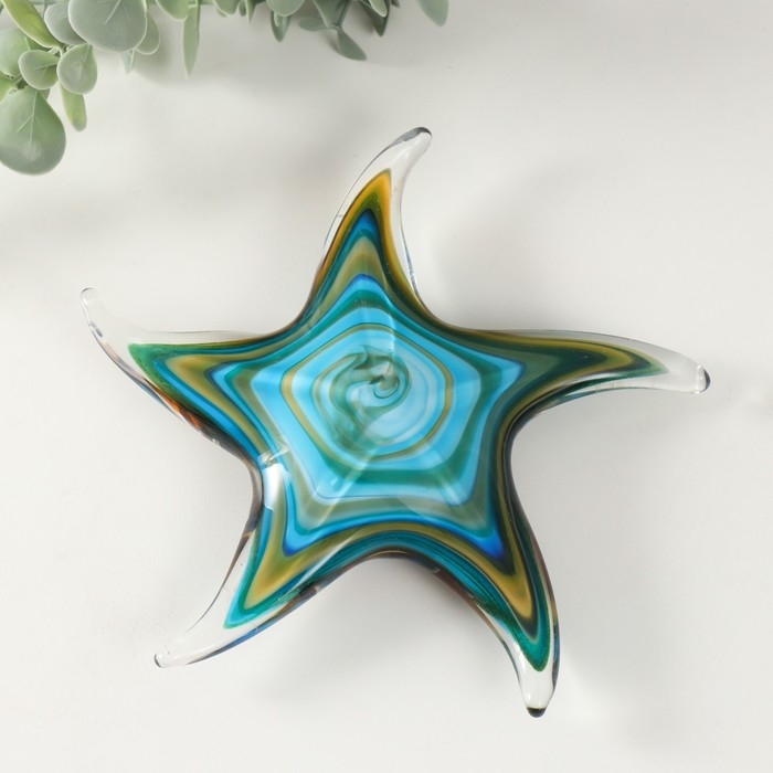 Сувенир стекло Сувенир стекло "Морская голубая звезда" под муранское стекло 15,5х15,5х4 см МИКС