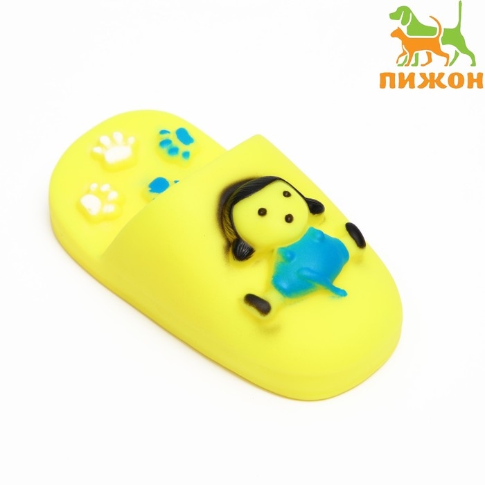 Игрушка пищащая Игрушка пищащая "Тапок" для собак, 10 см, жёлтая